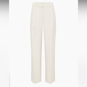Aritzia Cream High-Waist Pleated Trousers